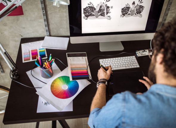 Digital Artist Working At Home